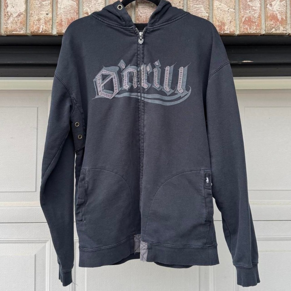 BLACK ONEILL PATCHWORK "GROMMET" ZIP UP HOODIE